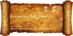 Korencsi Sándor névjegykártya