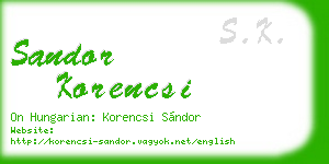 sandor korencsi business card